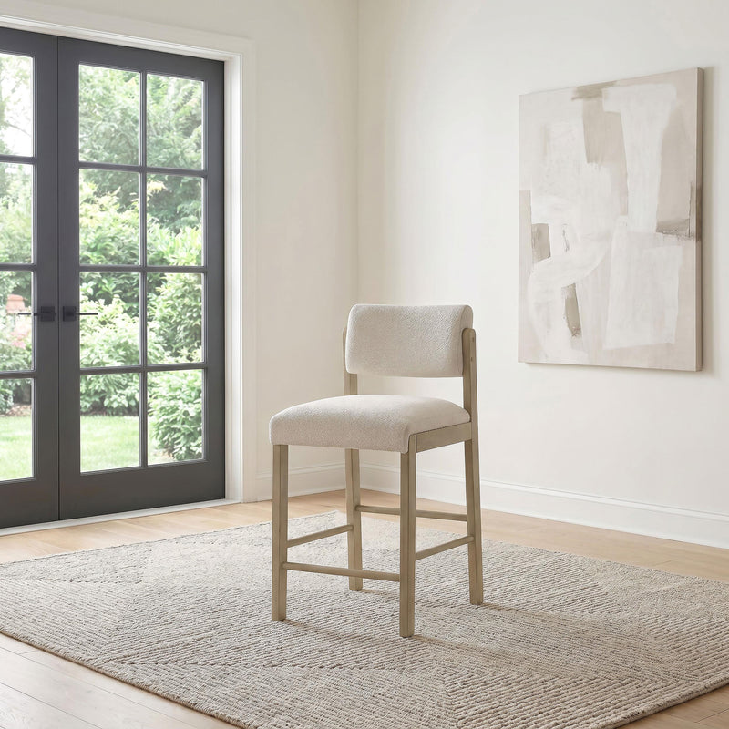 Kehoe Upholstered Counter Height Chair Cream and Natural Oak (Set of 2) - 193939NAT