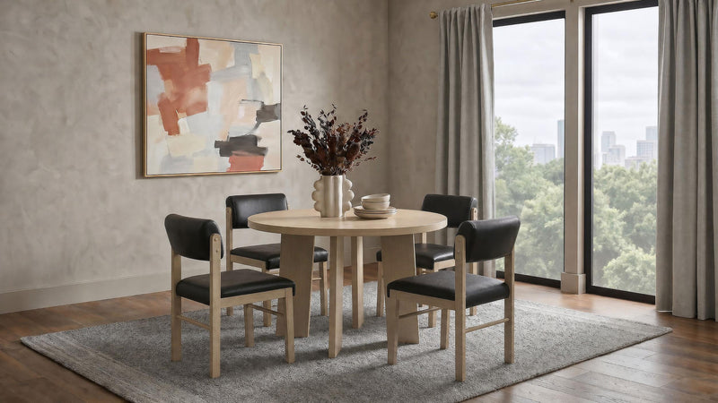 Kehoe Upholstered Dining Side Chair Black and Natural Oak (Set of 2) - 193922NAT