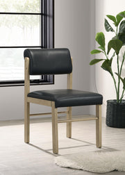 Kehoe Upholstered Dining Side Chair Black and Natural Oak (Set of 2) - 193922NAT
