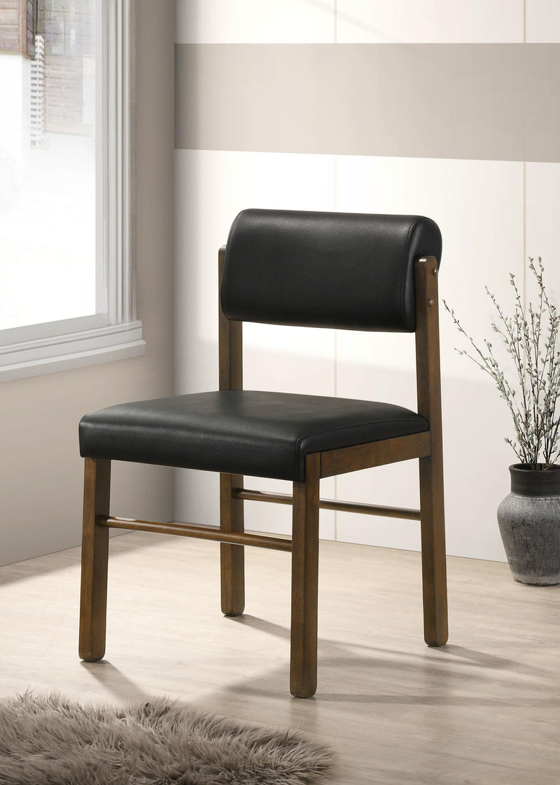 Kehoe Upholstered Dining Side Chair Black and Walnut (Set of 2) - 193922WAL