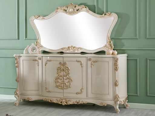 Kelebek 91" Wide 4 Door Buffet With Mirror - Gate FurnitureBuffets & Sideboards