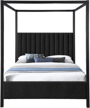 Kelly Boucle Fabric Full Bed (3 Boxes) Black - KellyBlack-F