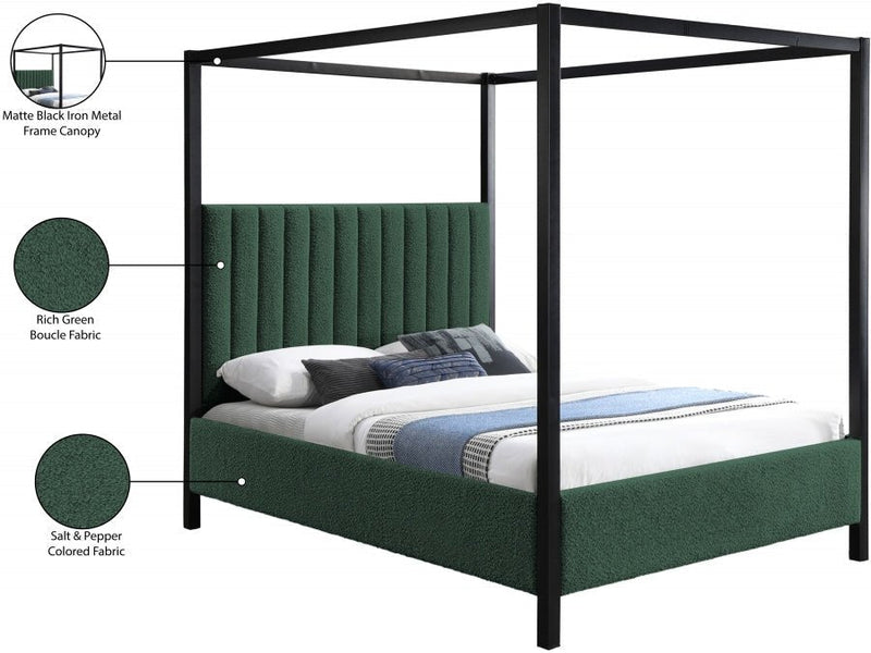 Kelly Boucle Fabric Full Bed (3 Boxes) Green - KellyGreen-F