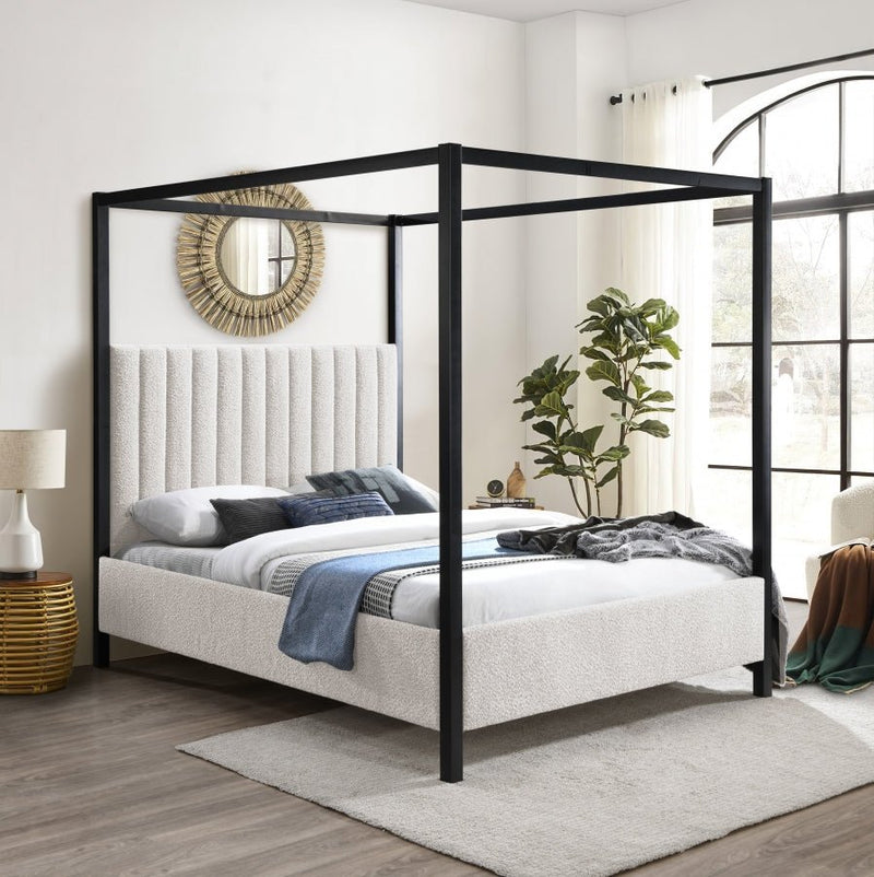 Kelly Boucle Fabric King Bed (3 Boxes) Cream - Gate FurnitureKing Bed