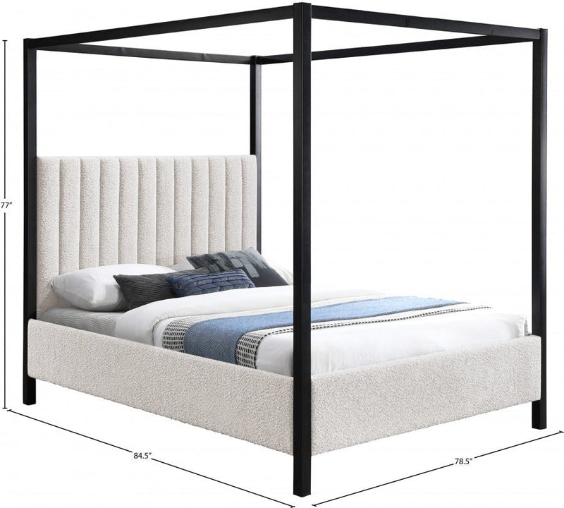 Kelly Boucle Fabric King Bed (3 Boxes) Cream - Gate FurnitureKing Bed
