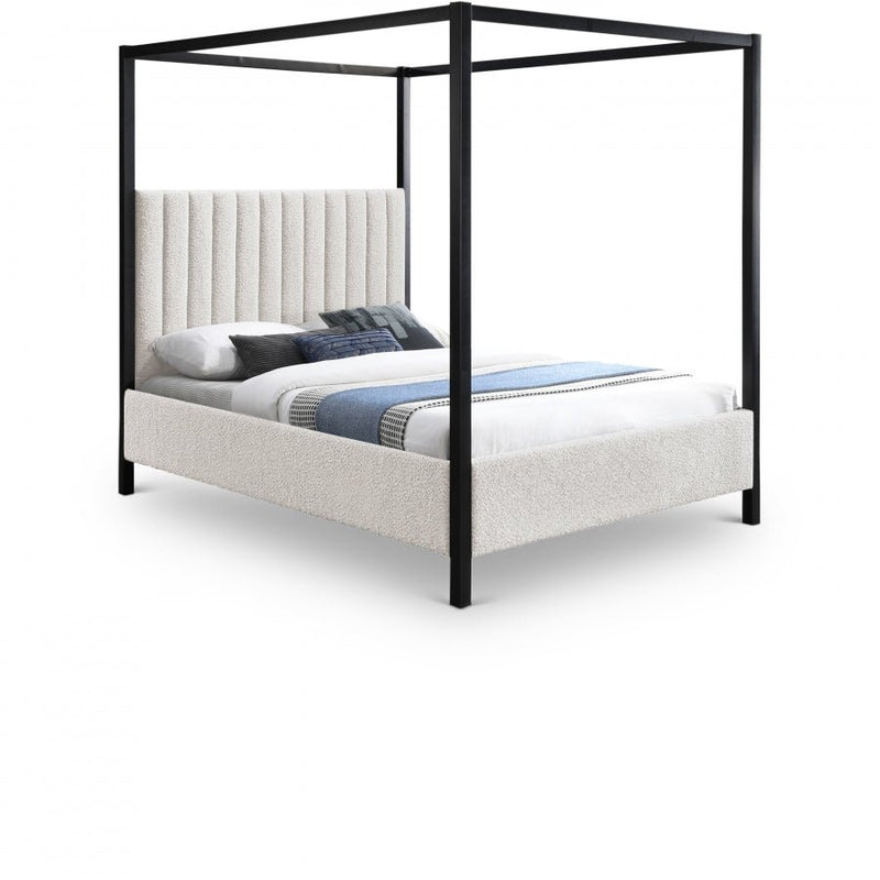 Kelly Boucle Fabric King Bed (3 Boxes) Cream - Gate FurnitureKing Bed