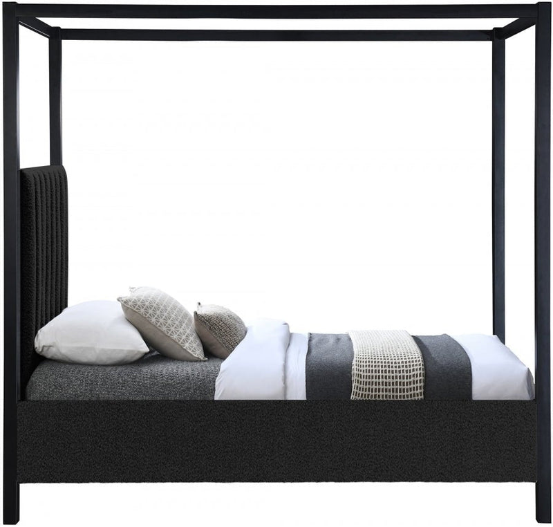 Kelly Boucle Fabric Twin Bed (3 Boxes) Black - Gate FurnitureTwin Bed
