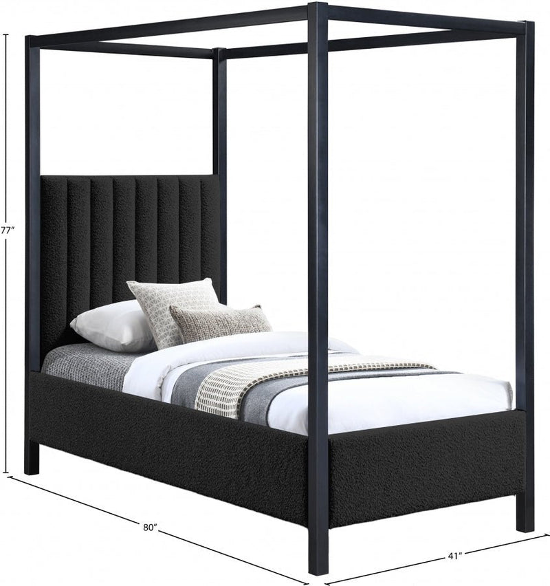 Kelly Boucle Fabric Twin Bed (3 Boxes) Black - Gate FurnitureTwin Bed