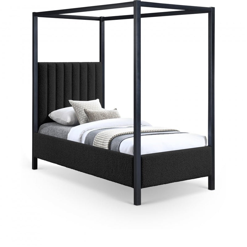 Kelly Boucle Fabric Twin Bed (3 Boxes) Black - Gate FurnitureTwin Bed