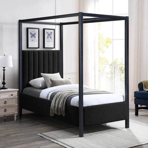 Kelly Boucle Fabric Twin Bed (3 Boxes) Black - Gate FurnitureTwin Bed