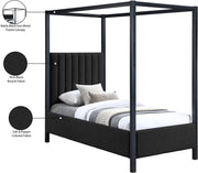 Kelly Boucle Fabric Twin Bed (3 Boxes) Black - Gate FurnitureTwin Bed