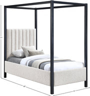 Kelly Boucle Fabric Twin Bed (3 Boxes) Cream - Gate FurnitureTwin Bed