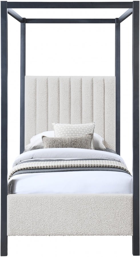 Kelly Boucle Fabric Twin Bed (3 Boxes) Cream - Gate FurnitureTwin Bed
