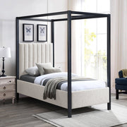 Kelly Boucle Fabric Twin Bed (3 Boxes) Cream - Gate FurnitureTwin Bed