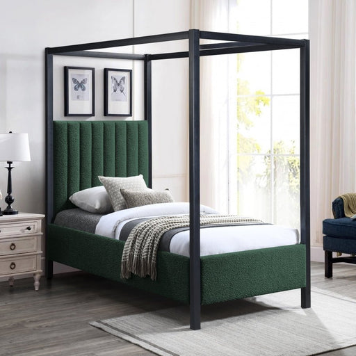 Kelly Boucle Fabric Twin Bed (3 Boxes) Green - Gate FurnitureTwin Bed