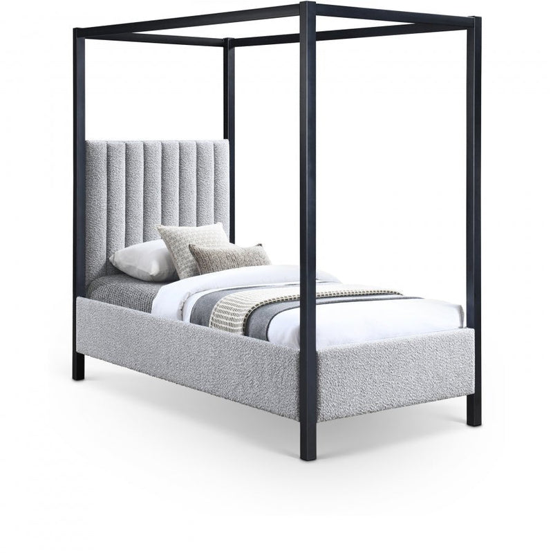 Kelly Boucle Fabric Twin Bed (3 Boxes) Grey - Gate FurnitureTwin Bed