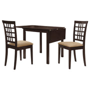 Kelso 3-piece Drop Leaf Dining Table Set Cappuccino and Tan - 190821-S3