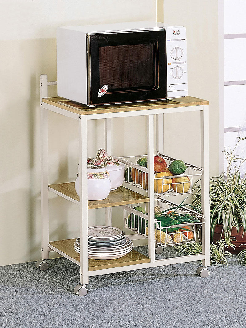 Kelvin 2-shelf Mobile Kitchen Cart Natural Brown and White - 2506