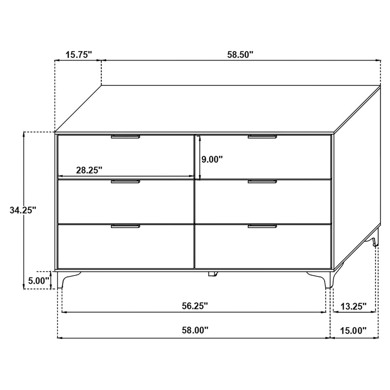 Kendall 6-drawer Dresser Black - 224453