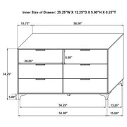 Kendall 6-drawer Dresser White - 224403