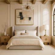 Kendall Linen Textured Fabric Upholstered Full Bed in Beige - B1282Beige-F