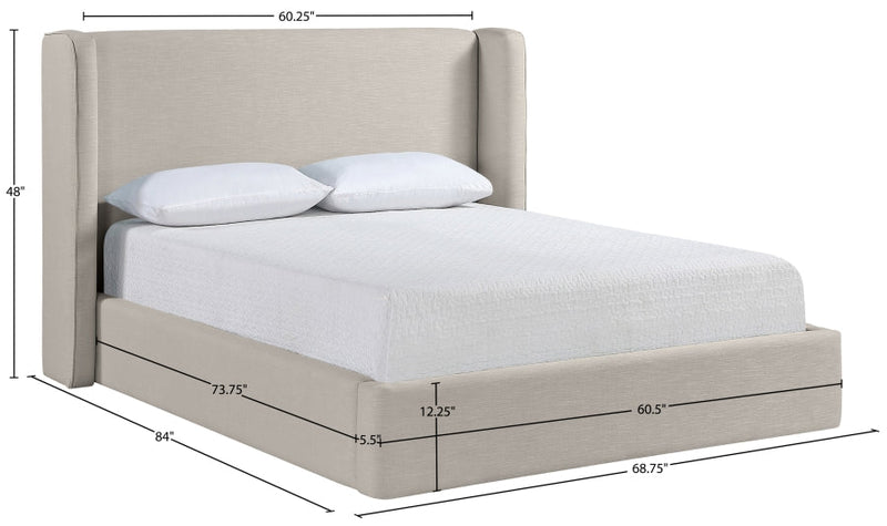 Kendall Linen Textured Fabric Upholstered Full Bed in Beige - B1282Beige-F