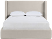 Kendall Linen Textured Fabric Upholstered Full Bed in Beige - B1282Beige-F