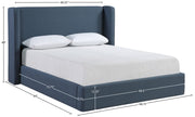 Kendall Linen Textured Fabric Upholstered Full Bed in Blue - B1282Navy-F