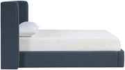 Kendall Linen Textured Fabric Upholstered Full Bed in Blue - B1282Navy-F
