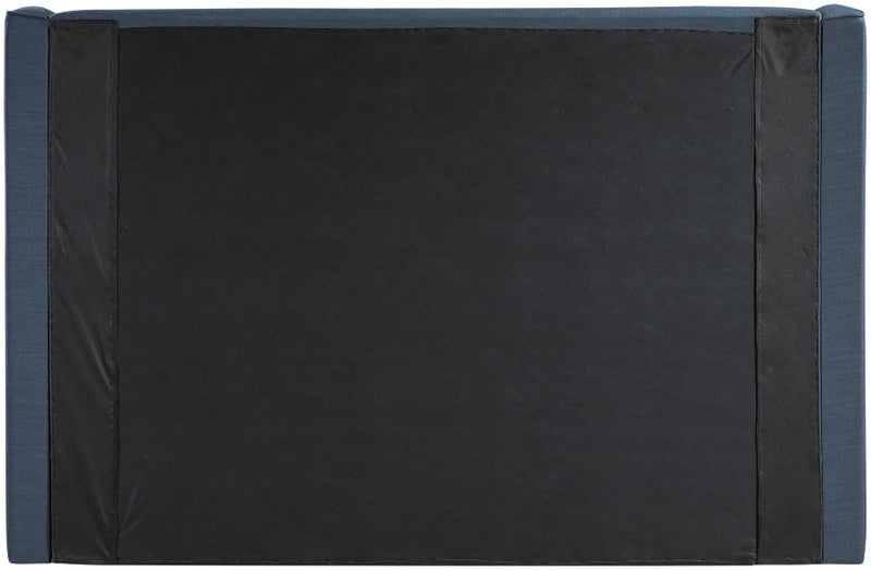 Kendall Linen Textured Fabric Upholstered Full Bed in Blue - B1282Navy-F