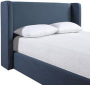 Kendall Linen Textured Fabric Upholstered Full Bed in Blue - B1282Navy-F