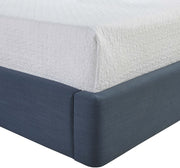 Kendall Linen Textured Fabric Upholstered Full Bed in Blue - B1282Navy-F