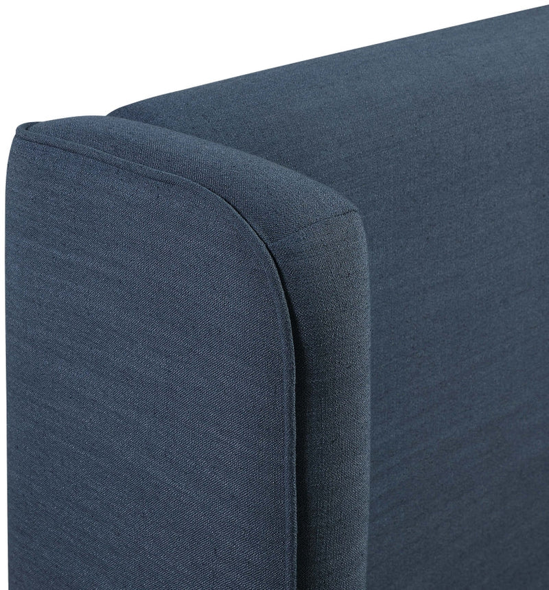 Kendall Linen Textured Fabric Upholstered Full Bed in Blue - B1282Navy-F
