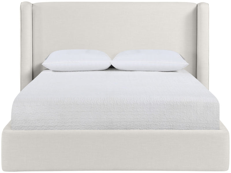 Kendall Linen Textured Fabric Upholstered Full Bed in Cream - B1282Cream-F