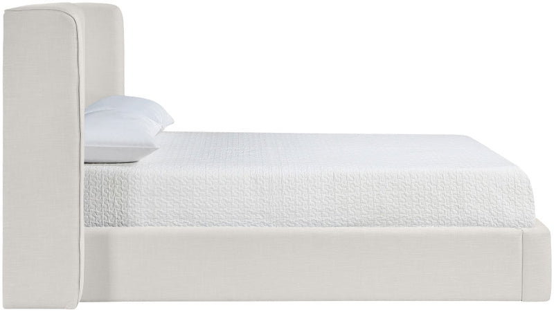 Kendall Linen Textured Fabric Upholstered Full Bed in Cream - B1282Cream-F