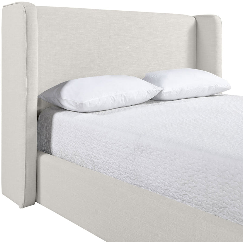 Kendall Linen Textured Fabric Upholstered Full Bed in Cream - B1282Cream-F