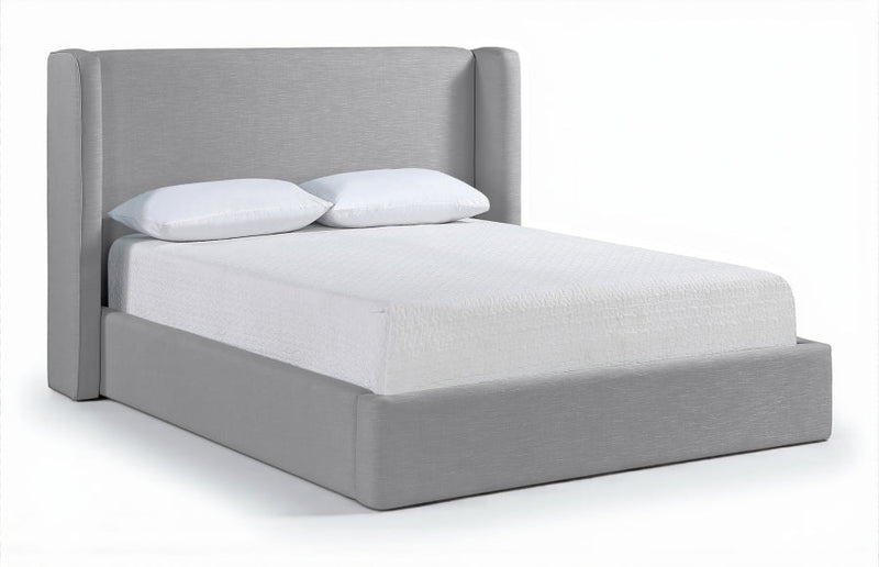 Kendall Linen Textured Fabric Upholstered Full Bed in Grey - B1282Grey-F