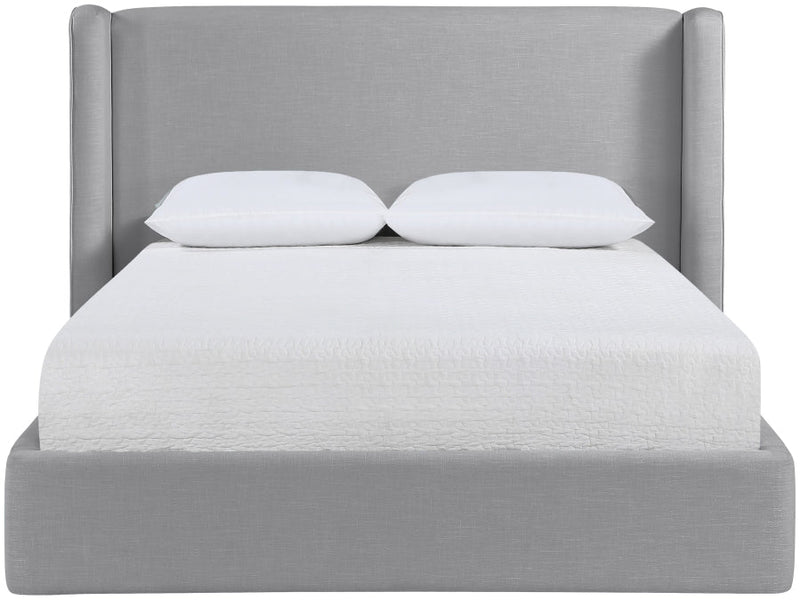Kendall Linen Textured Fabric Upholstered Full Bed in Grey - B1282Grey-F