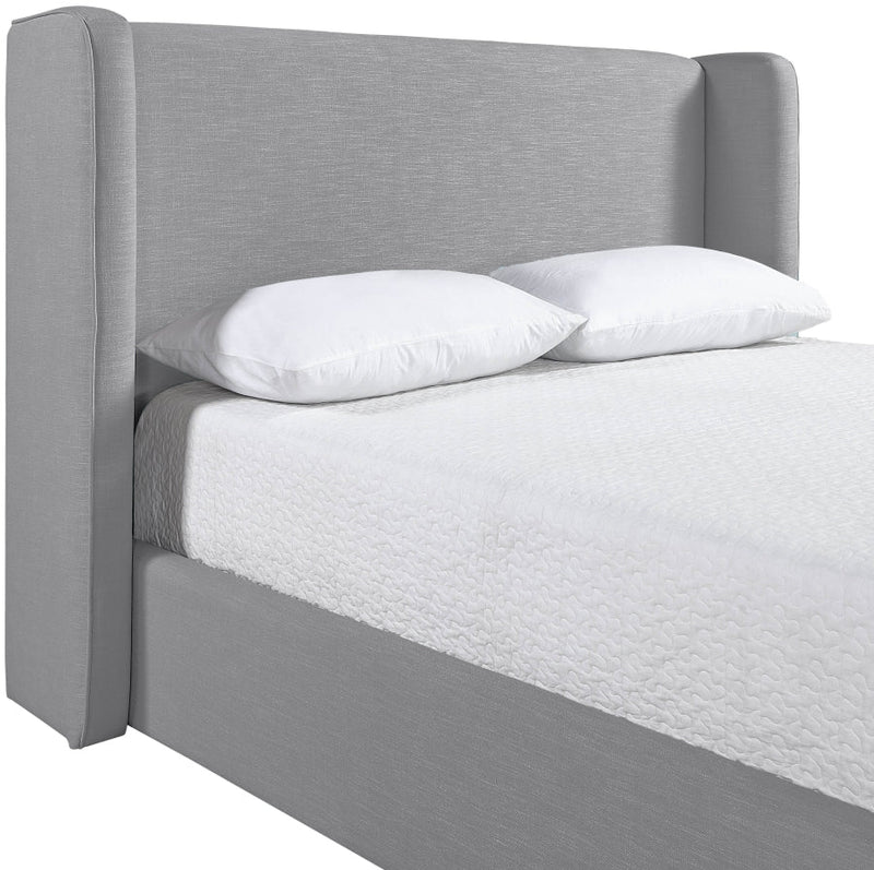 Kendall Linen Textured Fabric Upholstered Full Bed in Grey - B1282Grey-F