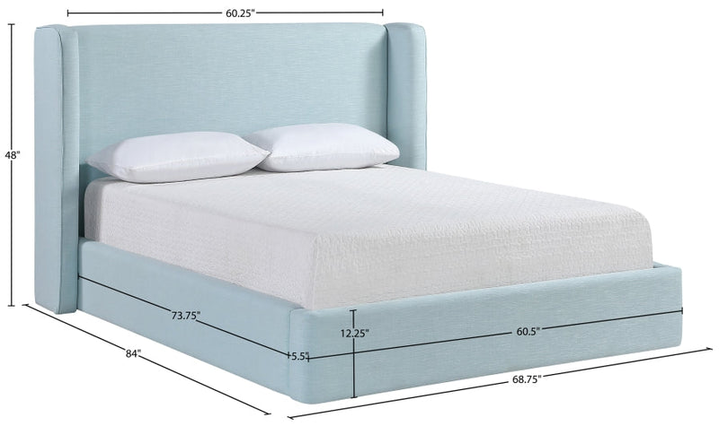 Kendall Linen Textured Fabric Upholstered Full Bed in Light Blue - B1282LtBlu-F