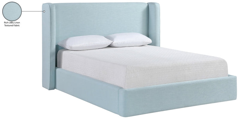 Kendall Linen Textured Fabric Upholstered Full Bed in Light Blue - B1282LtBlu-F