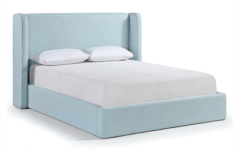 Kendall Linen Textured Fabric Upholstered Full Bed in Light Blue - B1282LtBlu-F