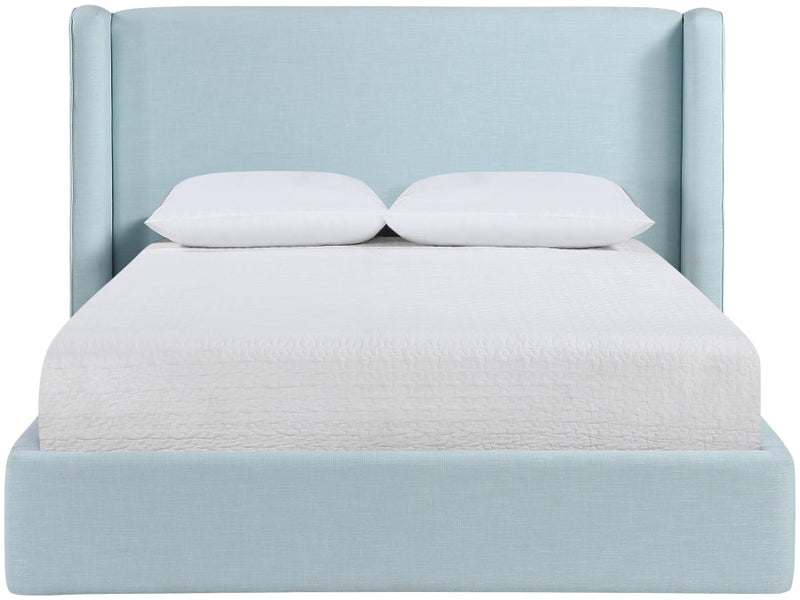 Kendall Linen Textured Fabric Upholstered Full Bed in Light Blue - B1282LtBlu-F