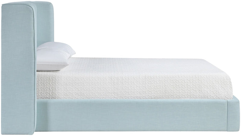 Kendall Linen Textured Fabric Upholstered Full Bed in Light Blue - B1282LtBlu-F