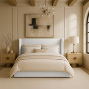 Kendall Linen Textured Fabric Upholstered Full Bed in White - B1282White-F