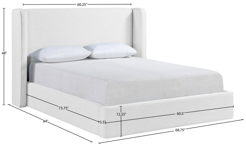 Kendall Linen Textured Fabric Upholstered Full Bed in White - B1282White-F