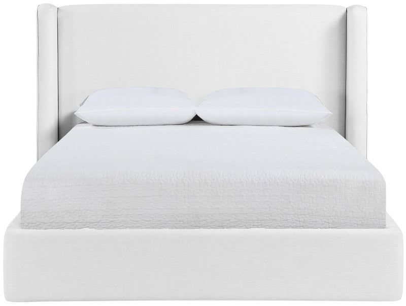 Kendall Linen Textured Fabric Upholstered Full Bed in White - B1282White-F