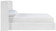 Kendall Linen Textured Fabric Upholstered Full Bed in White - B1282White-F