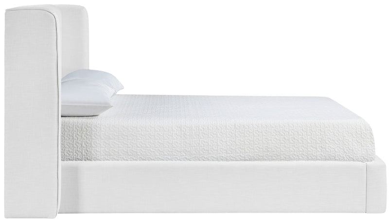 Kendall Linen Textured Fabric Upholstered Full Bed in White - B1282White-F