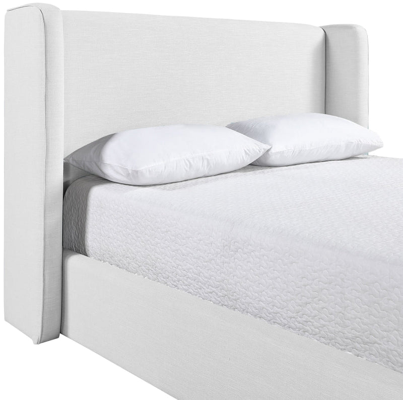 Kendall Linen Textured Fabric Upholstered Full Bed in White - B1282White-F